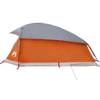 Koepeltent 1-persoons waterdicht grijs en oranje 8