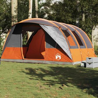 Tunneltent 5-persoons waterdicht grijs en oranje 1