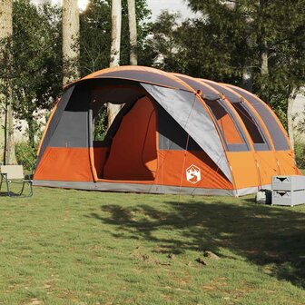 Tunneltent 5-persoons waterdicht grijs en oranje 3