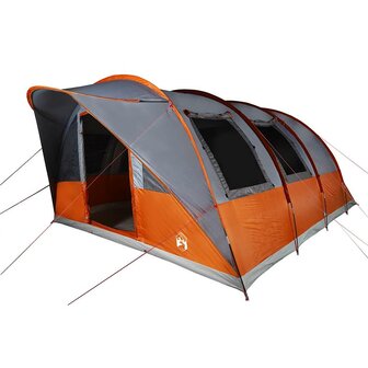 Tunneltent 5-persoons waterdicht grijs en oranje 4