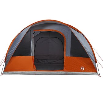 Tunneltent 5-persoons waterdicht grijs en oranje 6