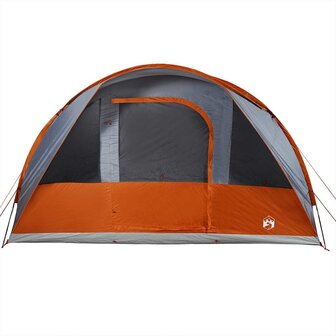 Tunneltent 5-persoons waterdicht grijs en oranje 7