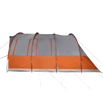 Tunneltent 5-persoons waterdicht grijs en oranje 8