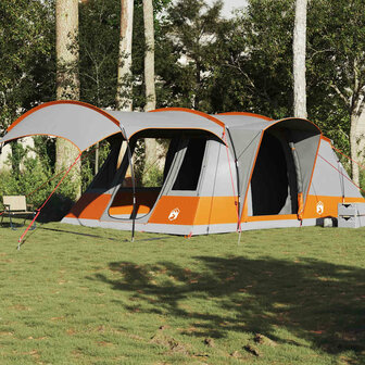 Tunneltent 5-persoons waterdicht grijs en oranje 1