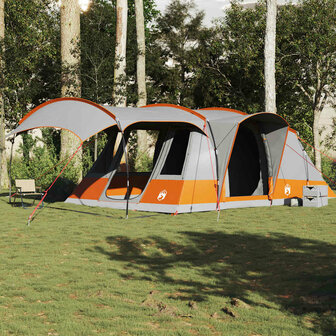 Tunneltent 5-persoons waterdicht grijs en oranje 3