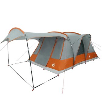 Tunneltent 5-persoons waterdicht grijs en oranje 5