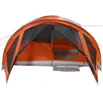 Tunneltent 6-persoons waterdicht grijs en oranje 7