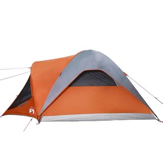 Tunneltent 6-persoons waterdicht grijs en oranje 8