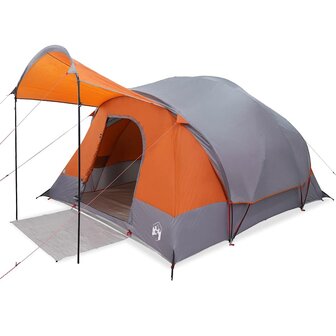 Tunneltent 8-persoons waterdicht grijs en oranje 2