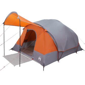 Tunneltent 8-persoons waterdicht grijs en oranje 3