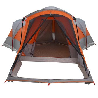 Tunneltent 8-persoons waterdicht grijs en oranje 5