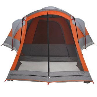 Tunneltent 8-persoons waterdicht grijs en oranje 6