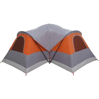 Tunneltent 8-persoons waterdicht grijs en oranje 8
