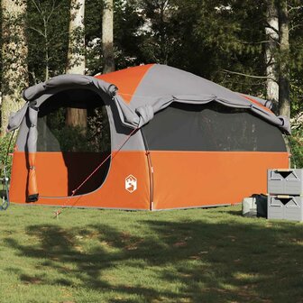 Tunneltent 6-persoons waterdicht grijs en oranje 1