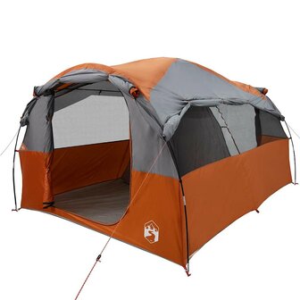 Tunneltent 6-persoons waterdicht grijs en oranje 4