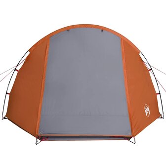 Tunneltent 4-persoons waterdicht grijs en oranje 6