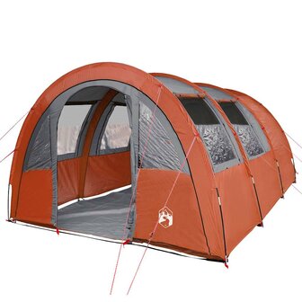 Tunneltent 4-persoons waterdicht grijs en oranje 4