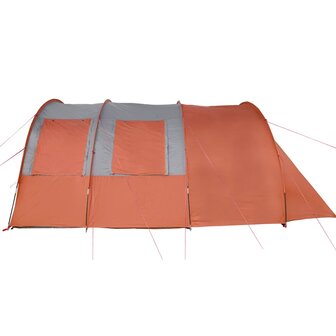 Tunneltent 4-persoons waterdicht grijs en oranje 8