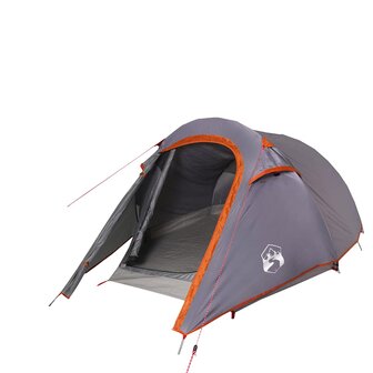Tunneltent 3-persoons waterdicht grijs en oranje 2