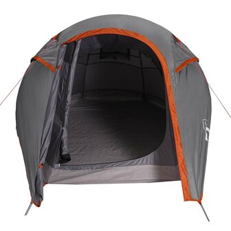Tunneltent 3-persoons waterdicht grijs en oranje 7
