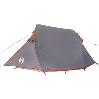 Tunneltent 3-persoons waterdicht grijs en oranje 9