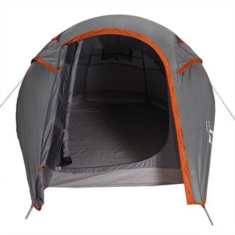 Tunneltent 2-persoons waterdicht grijs en oranje 7