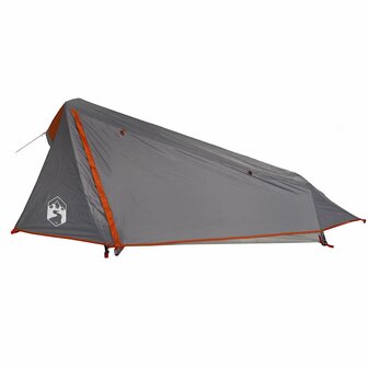 Tunneltent 1-persoons waterdicht grijs en oranje 5