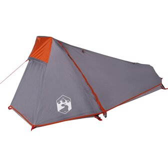 Tunneltent 1-persoons waterdicht grijs en oranje 6