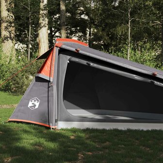 Tunneltent 2-persoons waterdicht grijs en oranje 1
