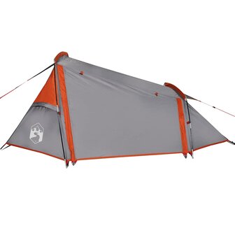 Tunneltent 2-persoons waterdicht grijs en oranje 5
