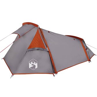 Tunneltent 2-persoons waterdicht grijs en oranje 6