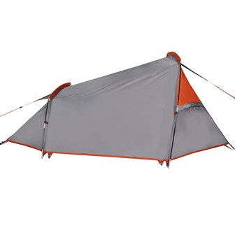 Tunneltent 2-persoons waterdicht grijs en oranje 9