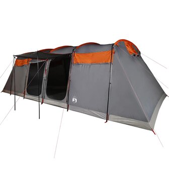 Tunneltent 8-persoons waterdicht grijs en oranje 2