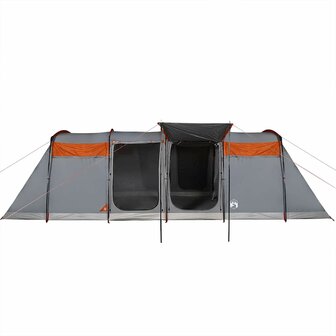 Tunneltent 8-persoons waterdicht grijs en oranje 7