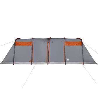 Tunneltent 8-persoons waterdicht grijs en oranje 9