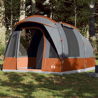 Tunneltent 3-persoons waterdicht grijs en oranje 1