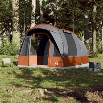 Tunneltent 3-persoons waterdicht grijs en oranje 3