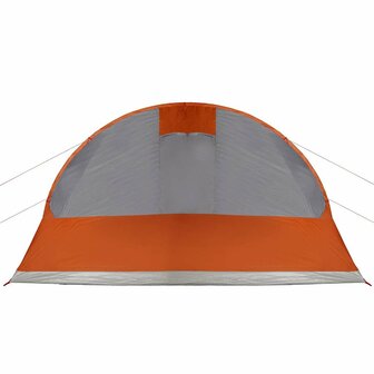 Tunneltent 7-persoons waterdicht grijs en oranje 9