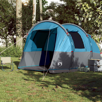 Tunneltent 4-persoons waterdicht blauw 3