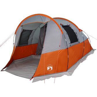 Tunneltent 4-persoons waterdicht grijs en oranje 2