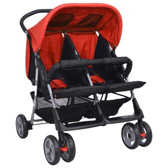 Tweelingwagen staal rood en zwart 3