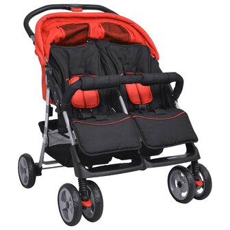 Tweelingwagen staal rood en zwart 4