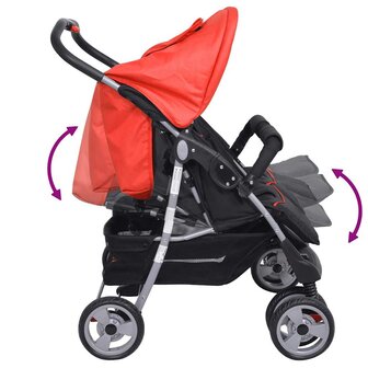 Tweelingwagen staal rood en zwart 9