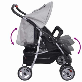Tweelingwagen staal grijs en zwart 9