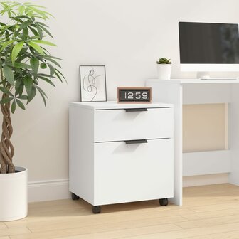 Dossierkast verrijdbaar 45x38x54 cm bewerkt hout wit 1