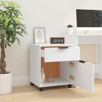 Dossierkast verrijdbaar 45x38x54 cm bewerkt hout wit 7