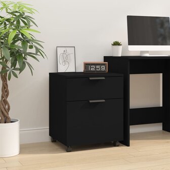 Dossierkast verrijdbaar 45x38x54 cm bewerkt hout zwart 1