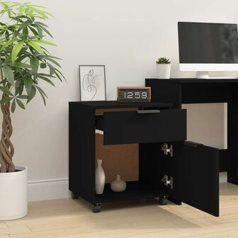 Dossierkast verrijdbaar 45x38x54 cm bewerkt hout zwart 3