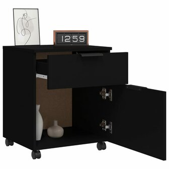 Dossierkast verrijdbaar 45x38x54 cm bewerkt hout zwart 4