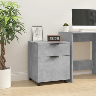 Dossierkast verrijdbaar 45x38x54 cm bewerkt hout betongrijs 1